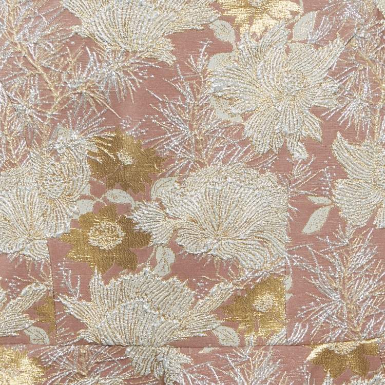 Pre Owned Nº21 Beige Floral Jacquard Flared Mini Skirt M