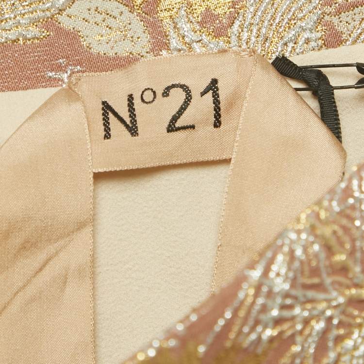 Pre Owned Nº21 Beige Floral Jacquard Flared Mini Skirt M