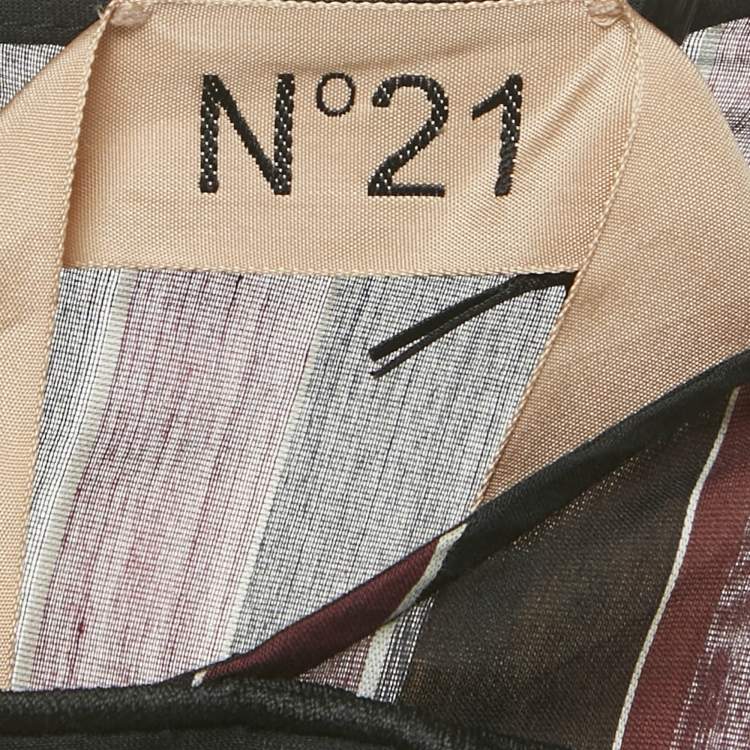 Pre Owned N°21 Striped Cotton Ruffled Alma Dress M