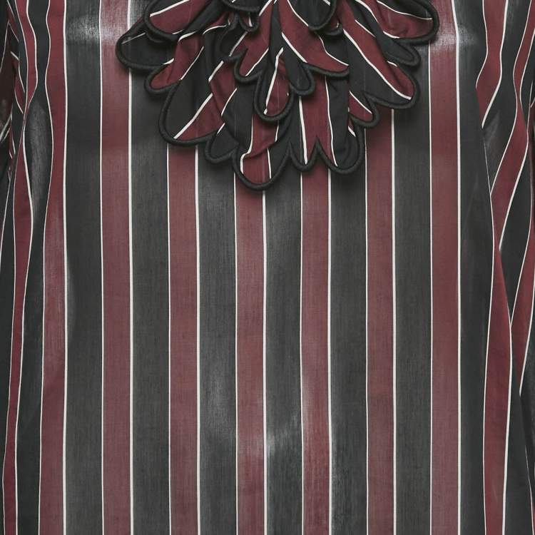 Pre Owned N°21 Striped Cotton Ruffled Alma Dress M