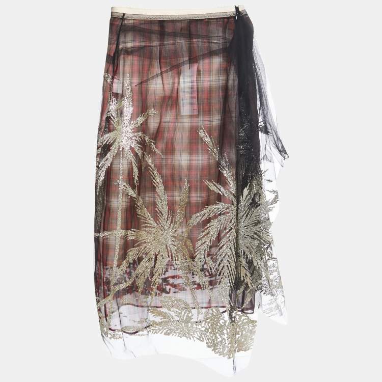 Pre Owned Nº21 Black Glitter Tulle Midi Skirt XS