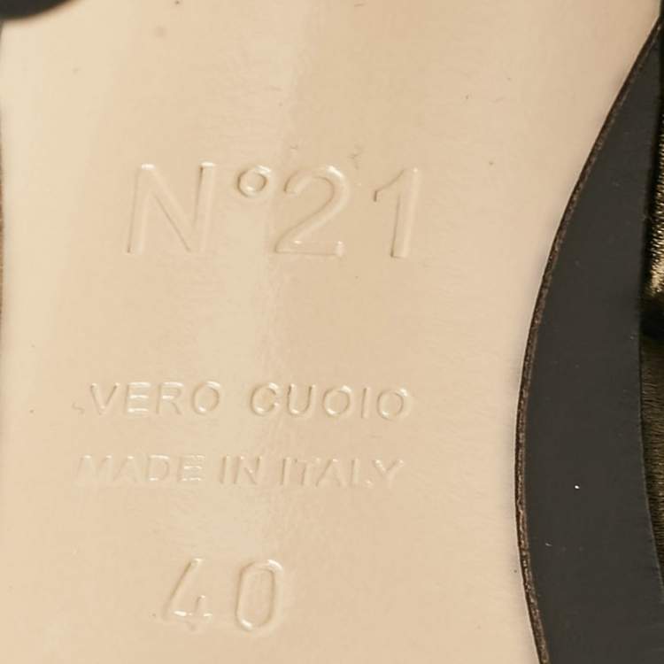 Pre Owned Nº21 Olive Green Satin Raso Knot Sandals Size 40