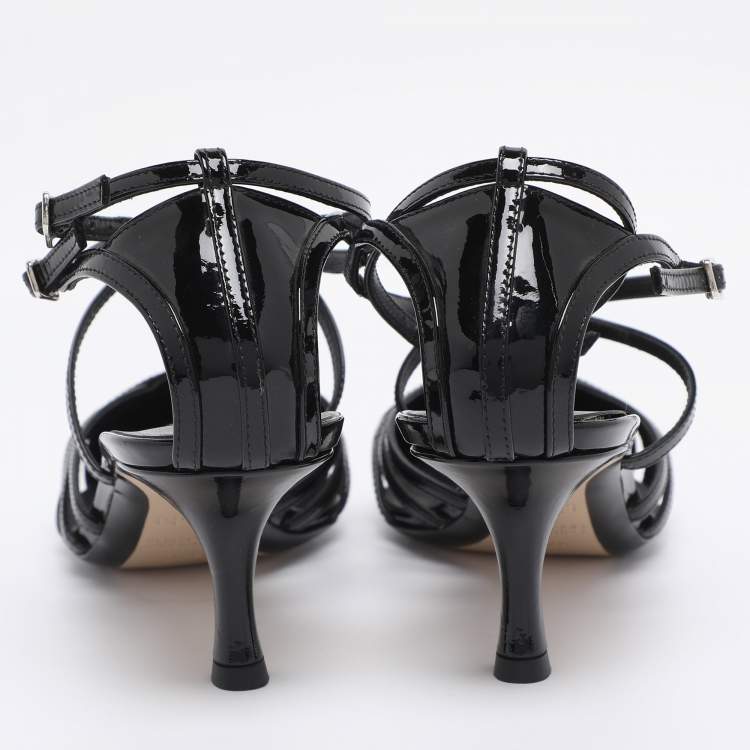 Pre Owned Nº21 Black Patent Leather Ankle Strap Pumps Size 37.5