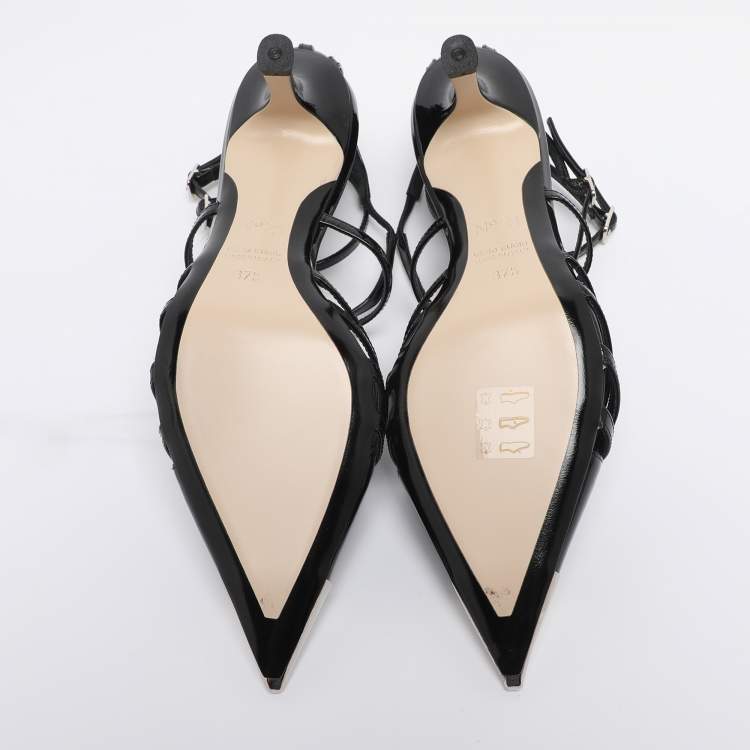 Pre Owned Nº21 Black Patent Leather Ankle Strap Pumps Size 37.5