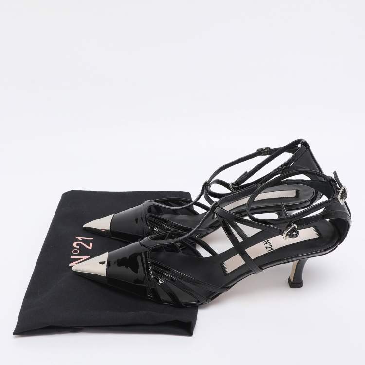 Pre Owned Nº21 Black Patent Leather Ankle Strap Pumps Size 37.5