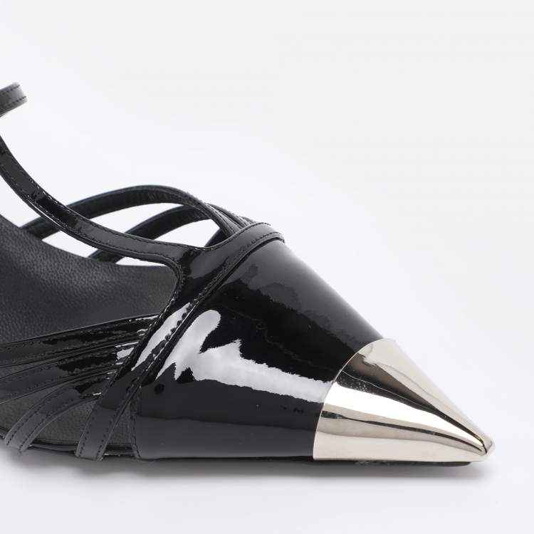 Pre Owned Nº21 Black Patent Leather Ankle Strap Pumps Size 37.5