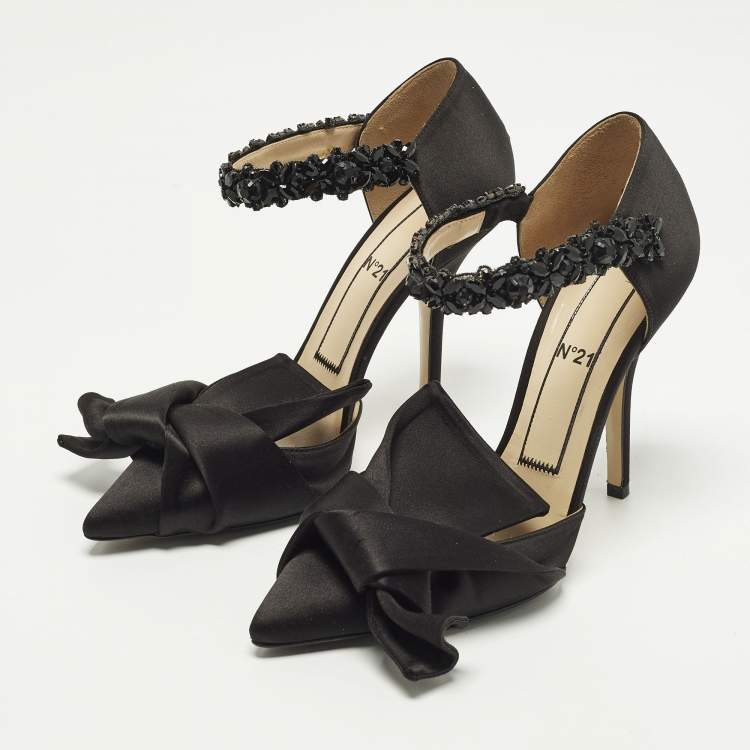 Pre Owned N21 Raso Size 38.5 Black Satin Pumps