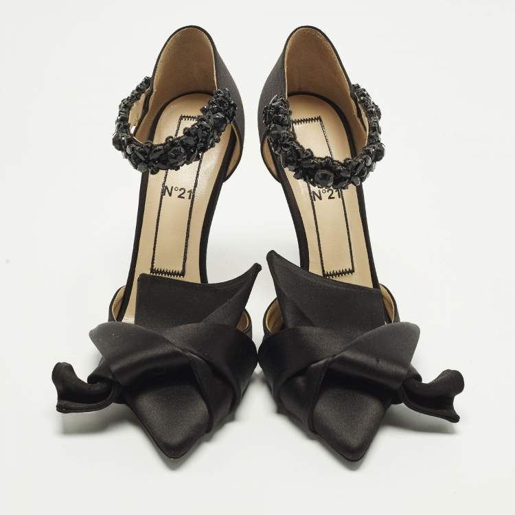 Pre Owned N21 Raso Size 38.5 Black Satin Pumps