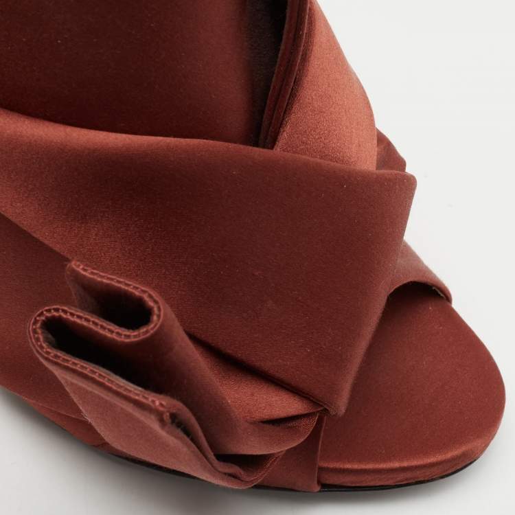 Pre Owned Nº21 Brown Satin Raso Knot Mules Size 40.5