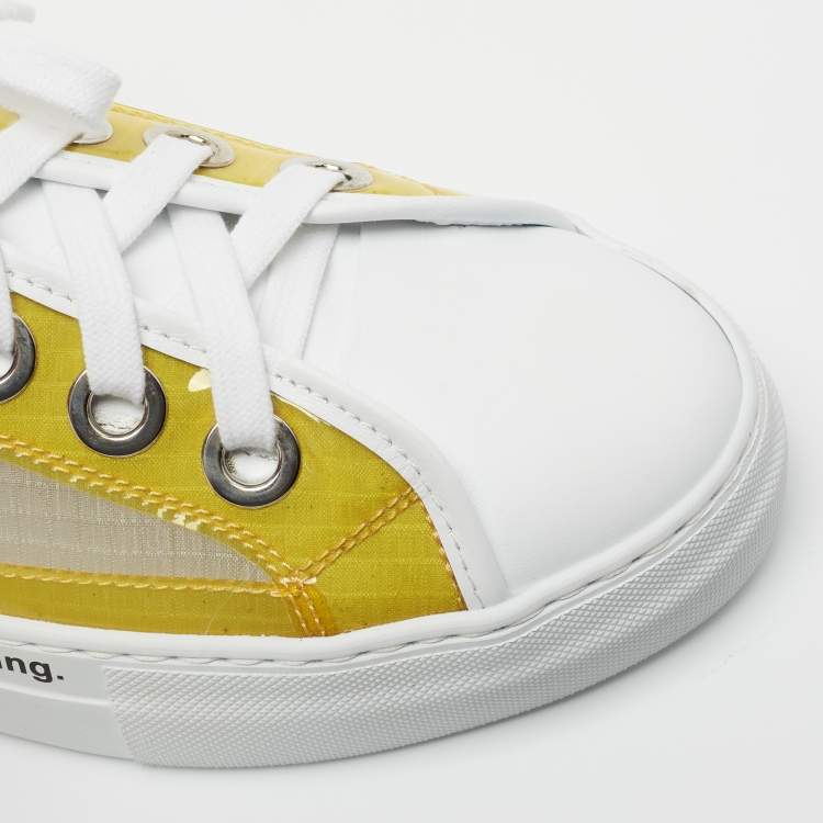 Pre Owned N21 White/Yellow Leather and PVC Low Top Sneakers Size 40