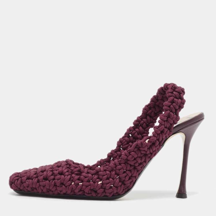 Pre Owned Nº21 Burgundy Crochet Slingback Pumps Size 40
