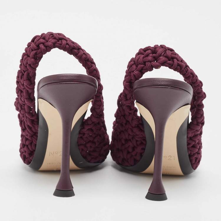 Pre Owned Nº21 Burgundy Crochet Slingback Pumps Size 40