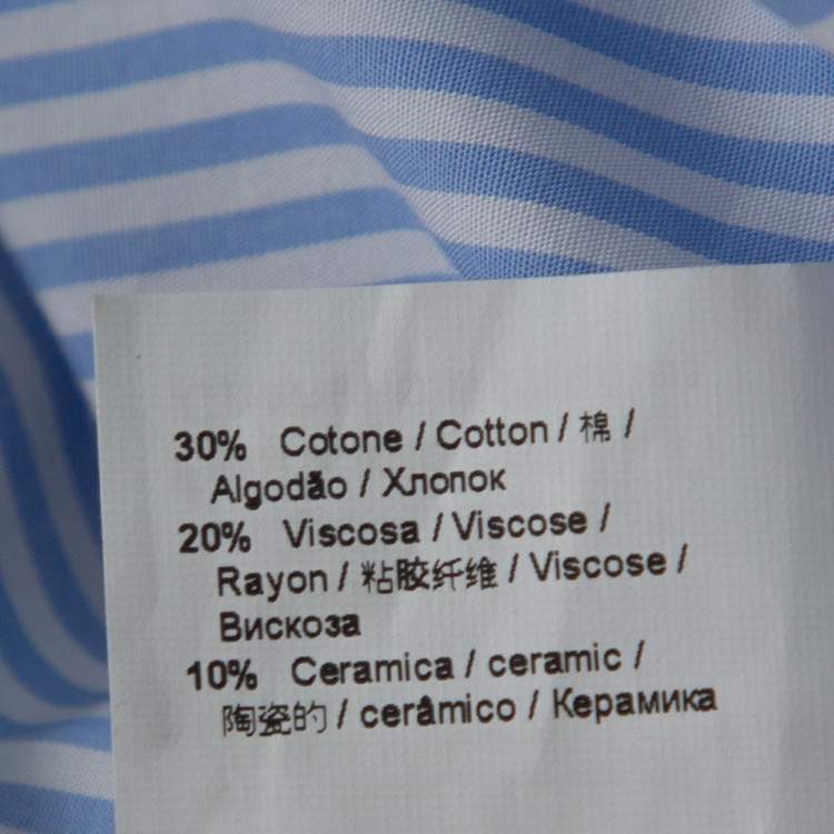 Pre Owned N21 Light Blue Striped Cotton Embroidered Off Shoulder Top S