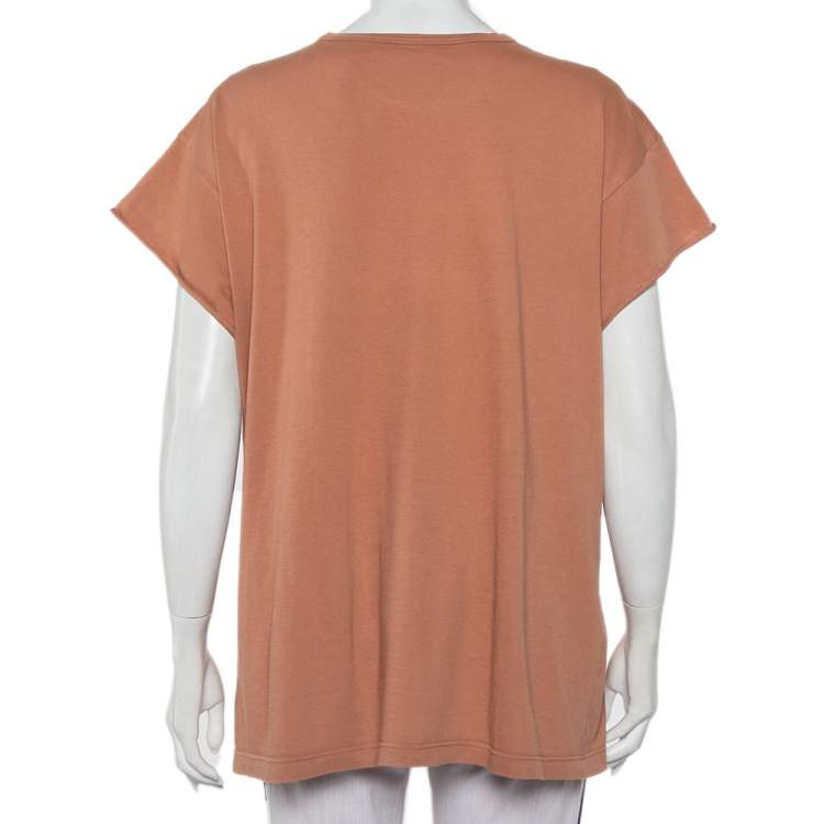 Pre Owned Nº21 Pink Cotton Metallic Logo Printed T-Shirt L