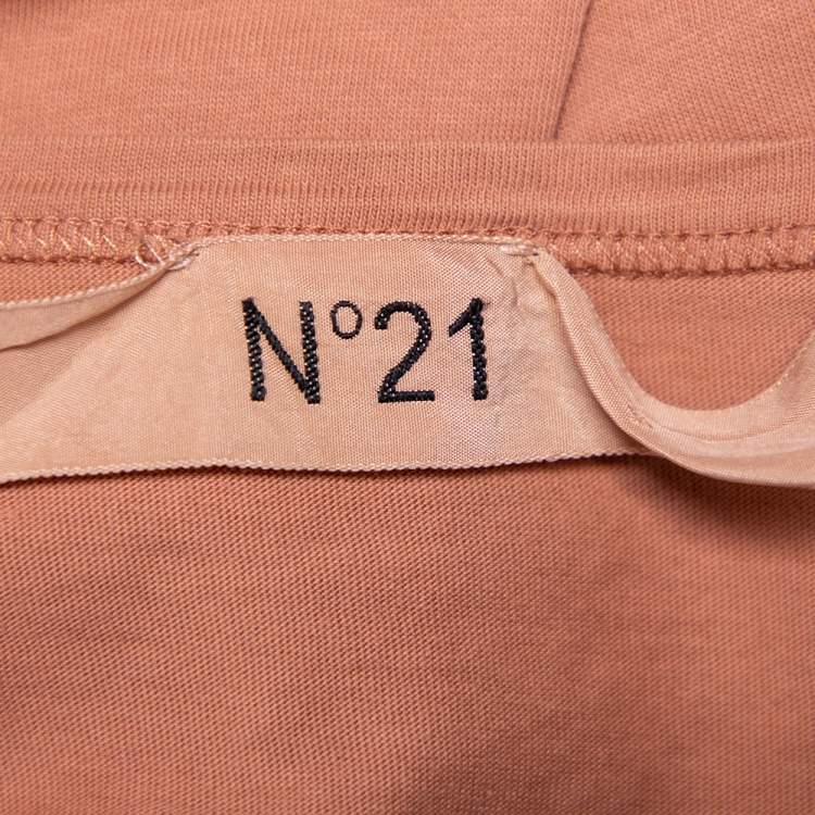 Pre Owned Nº21 Pink Cotton Metallic Logo Printed T-Shirt L