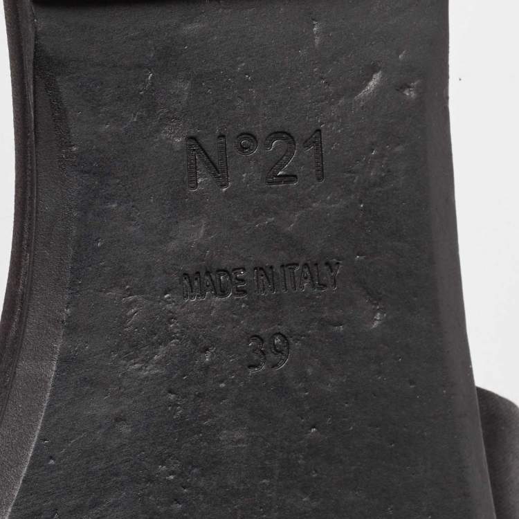 Pre Owned N21 Black Satin Embellished Flat Slides Size 39  