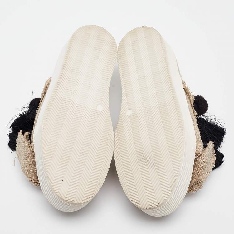Pre Owned Nº21 Beige Jute Bow Slip On Sneakers Size 38