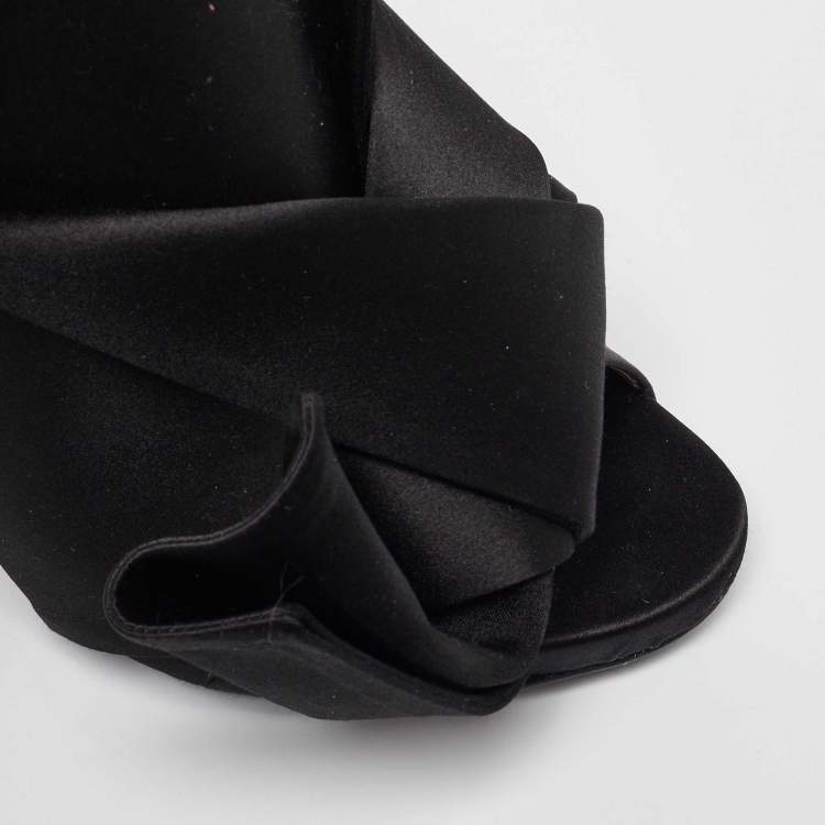 Pre Owned N21 Black Satin Raso Knot Open Toe Mules Size 40