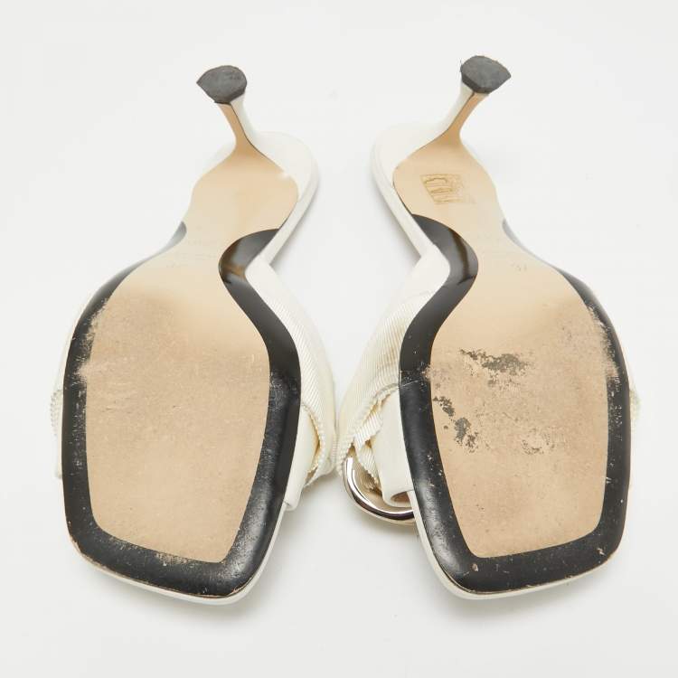 Pre Owned N21 White Leather Chain Slide Sandals Size 37