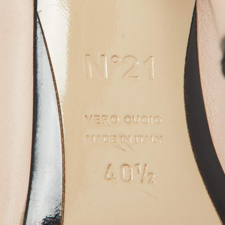 Pre Owned N21 Beige Leather Ronny Pleated Mules Size 40.5