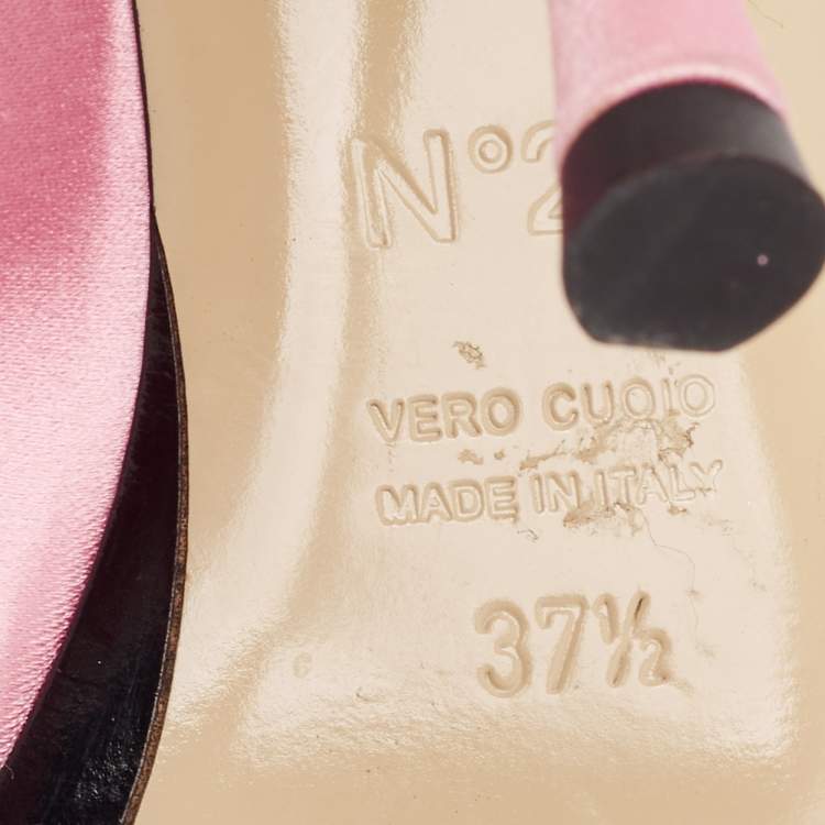Pre Owned N21Pink Satin Raso Knot Peep Toe Mules Size 37.5