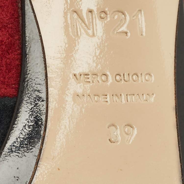 Pre Owned N°21 Multicolor Suede Ronny Pleated Mules Size 39