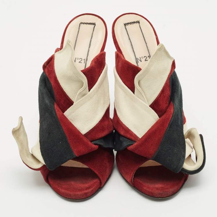 Pre Owned N°21 Multicolor Suede Ronny Pleated Mules Size 39