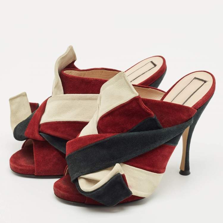 Pre Owned N°21 Multicolor Suede Ronny Pleated Mules Size 39