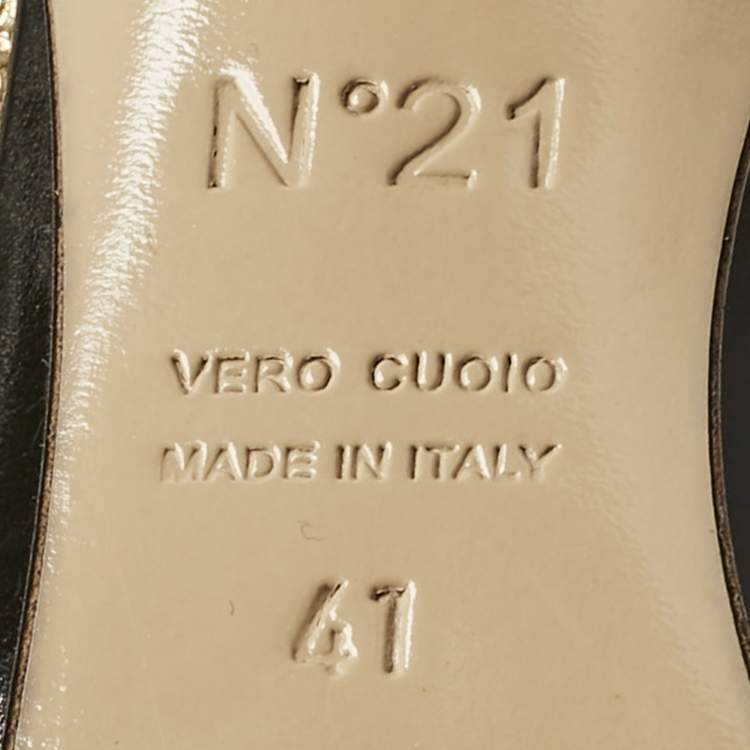Pre Owned Nº21 Gold Leather Raso Knot Mules Size 41
