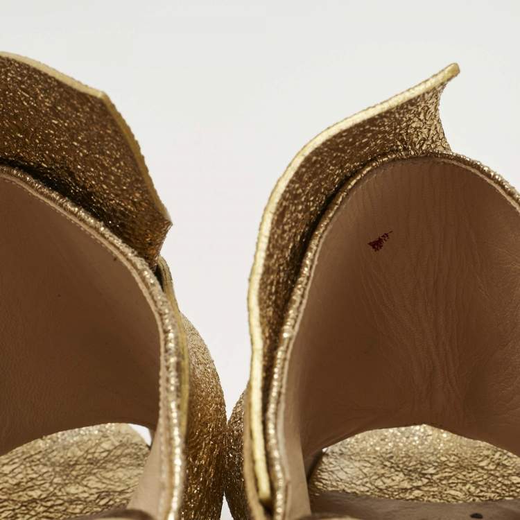 Pre Owned Nº21 Gold Leather Raso Knot Mules Size 41