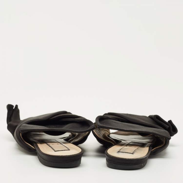 Pre Owned N21 Black Satin Knot Slide Sandals Size 39