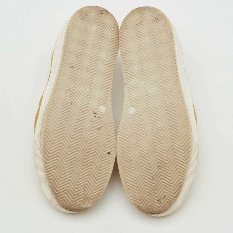 Pre Owned N°21 Yellow Suede Embellished Platform Slip On Sneakers Size 36