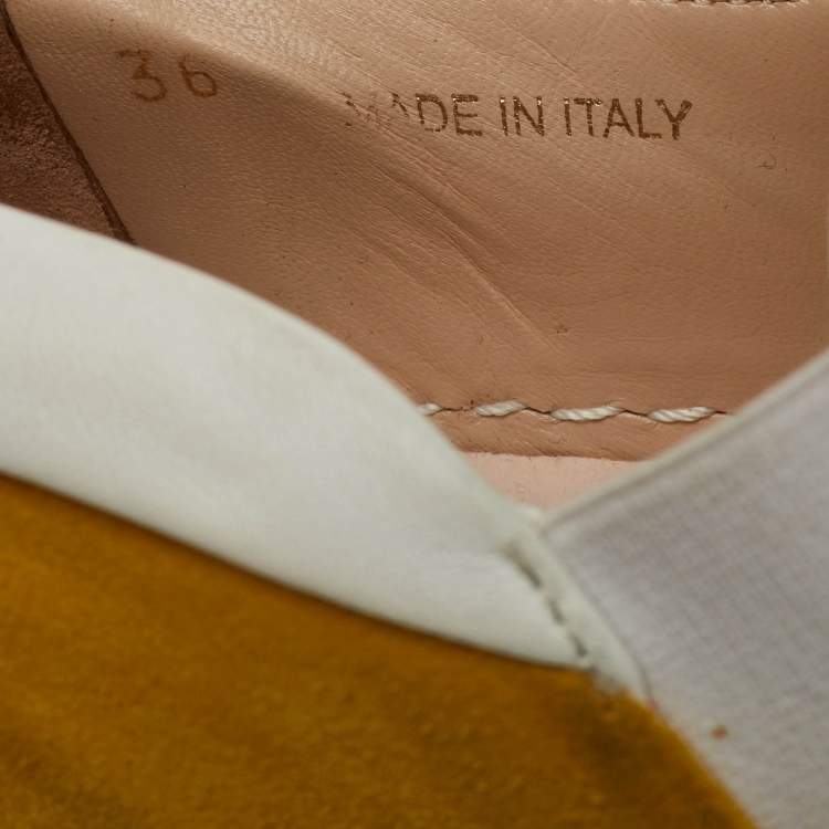 Pre Owned N°21 Yellow Suede Embellished Platform Slip On Sneakers Size 36