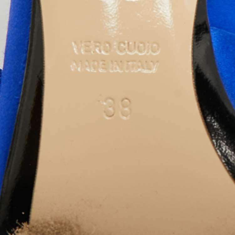 Pre Owned N21 Bow Size 38 Blue Satin Kitten Heel Slide Sandals