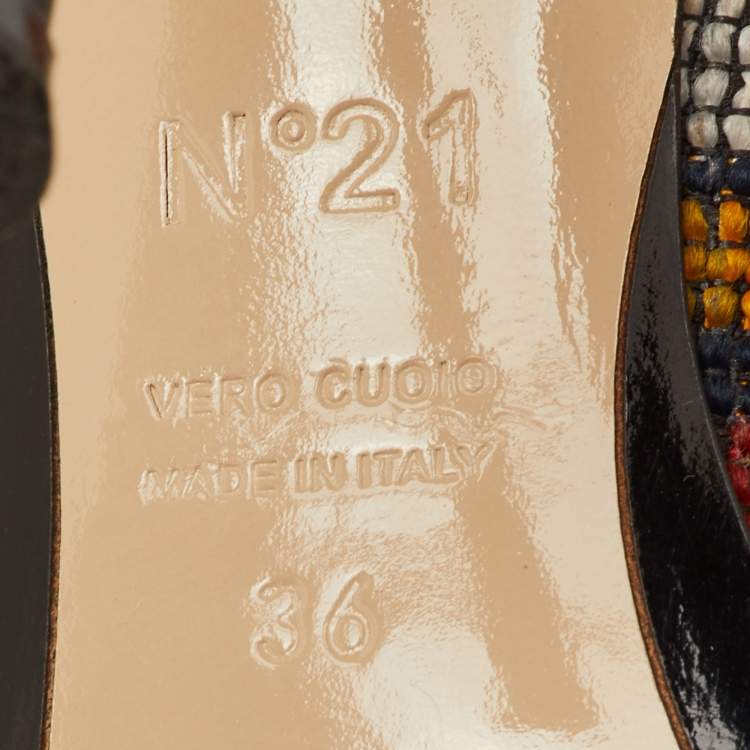 Pre Owned N21 Raso Knot Size 36 Multicolor Fabric and Leather Mules