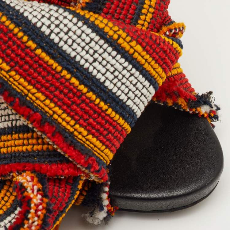 Pre Owned N21 Raso Knot Size 36 Multicolor Fabric and Leather Mules