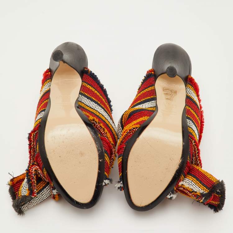 Pre Owned N21 Raso Knot Size 36 Multicolor Fabric and Leather Mules
