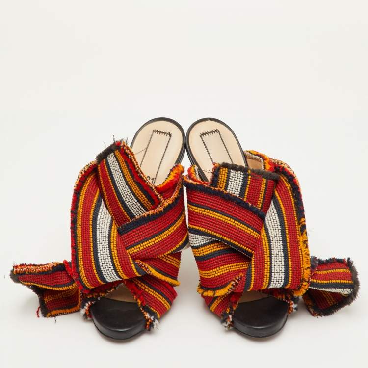 Pre Owned N21 Raso Knot Size 36 Multicolor Fabric and Leather Mules