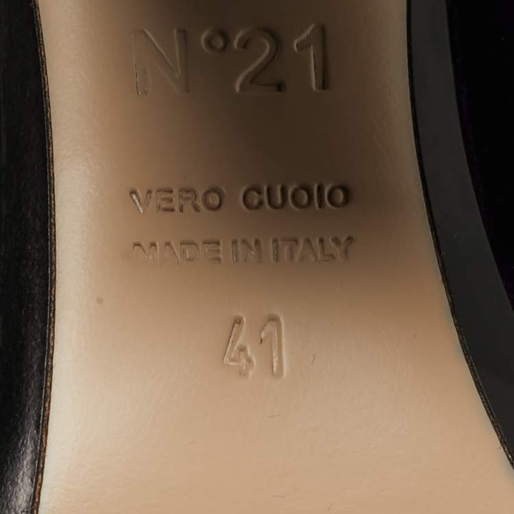 Pre Owned N21 Size 41 Purple Velvet Crystal Embellished T Strap Block Heel Pumps