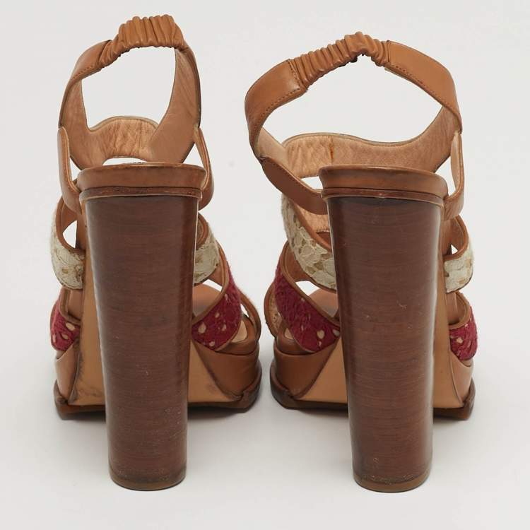 Pre Owned N21 Size 40.5 Beige Patent Leather and Satin Peep Toe Ankle Strap Sandals