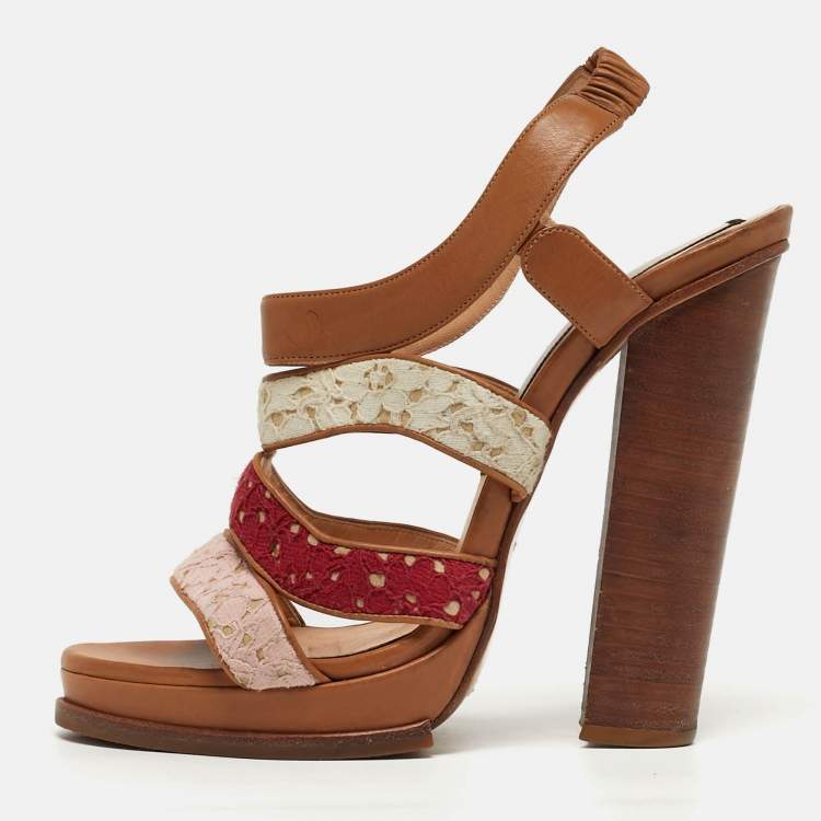 Pre Owned N21 Size 40.5 Beige Patent Leather and Satin Peep Toe Ankle Strap Sandals