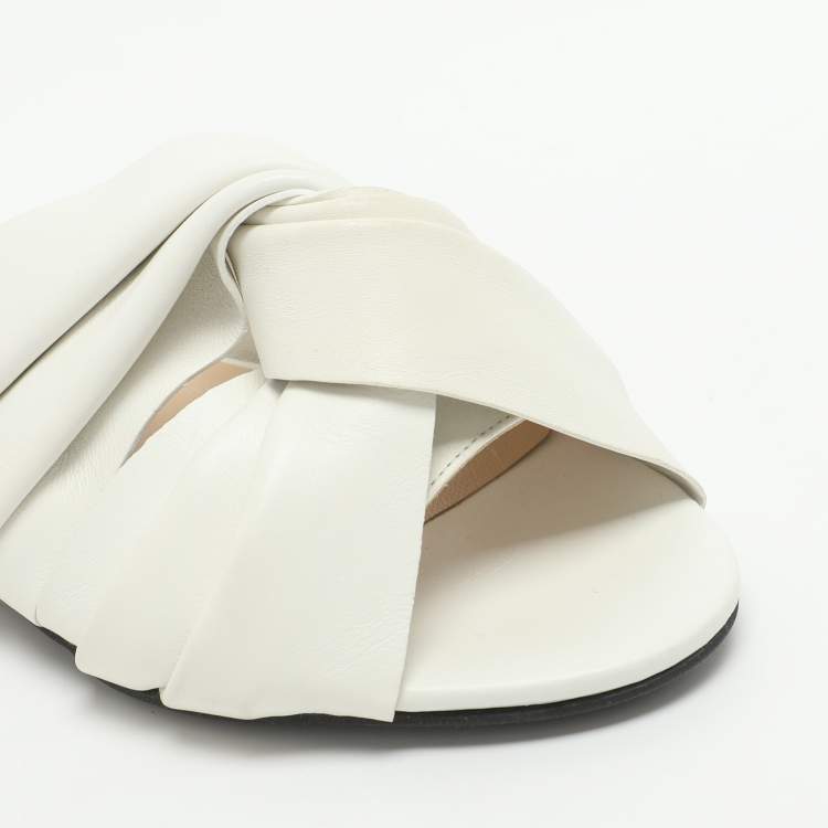 Pre Owned N21 Knot Size 37.5 White Leather Flats