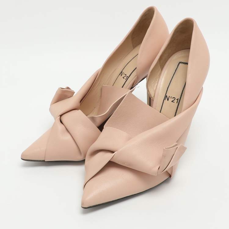 Pre Owned N21 Knot Size 37 Pink Leather D'orsay Pumps