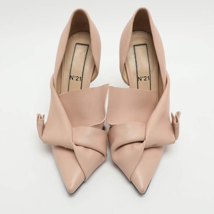 Pre Owned N21 Knot Size 37 Pink Leather D'orsay Pumps