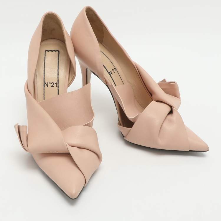 Pre Owned N21 Knot Size 37 Pink Leather D'orsay Pumps