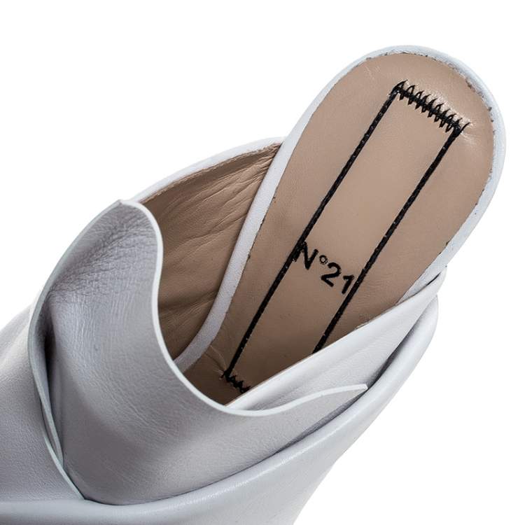 Pre Owned N21 White Leather Ronny Pleated Mules Size 37