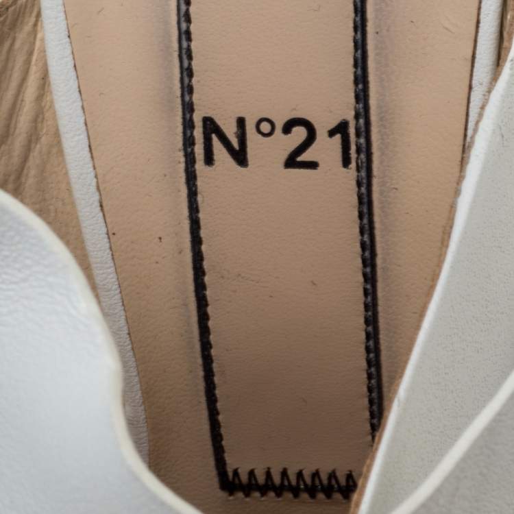 Pre Owned N°21 White Leather Ronny Pleated Mules Size 38