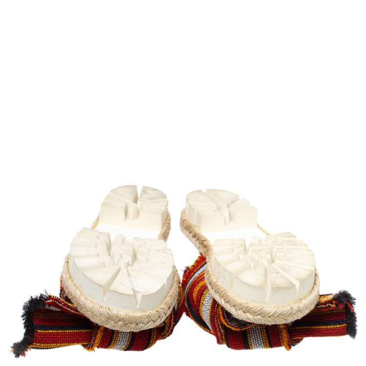 Pre Owned N°21 Multicolor Fabric Knotted Slide Flat Sandals Size 38