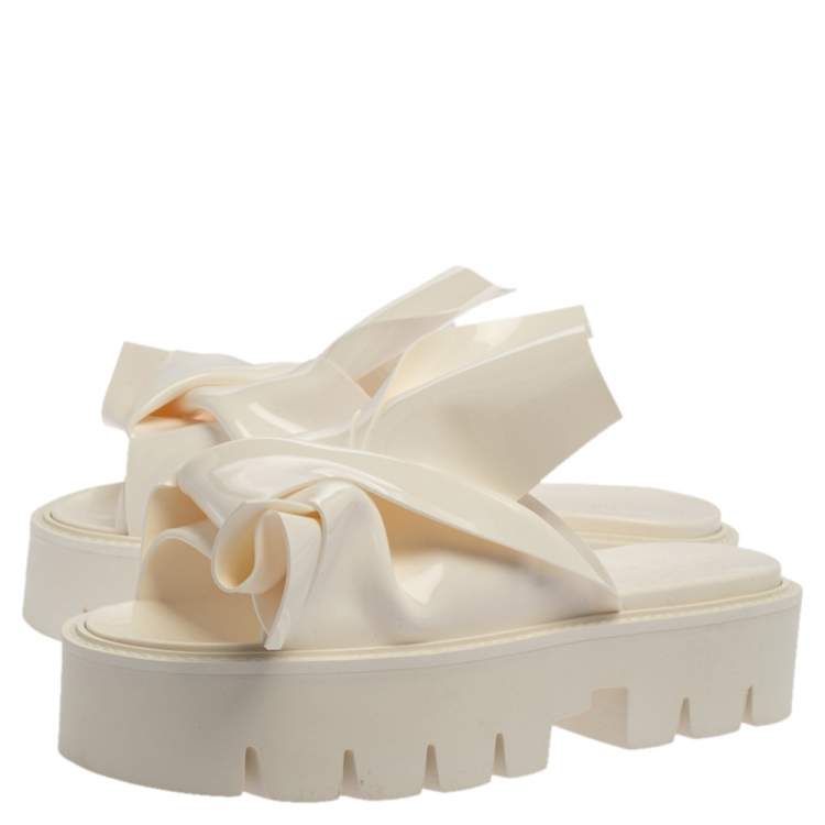 Pre Owned  N21 X Kartell White PVC Knot Platform Slides Size 39