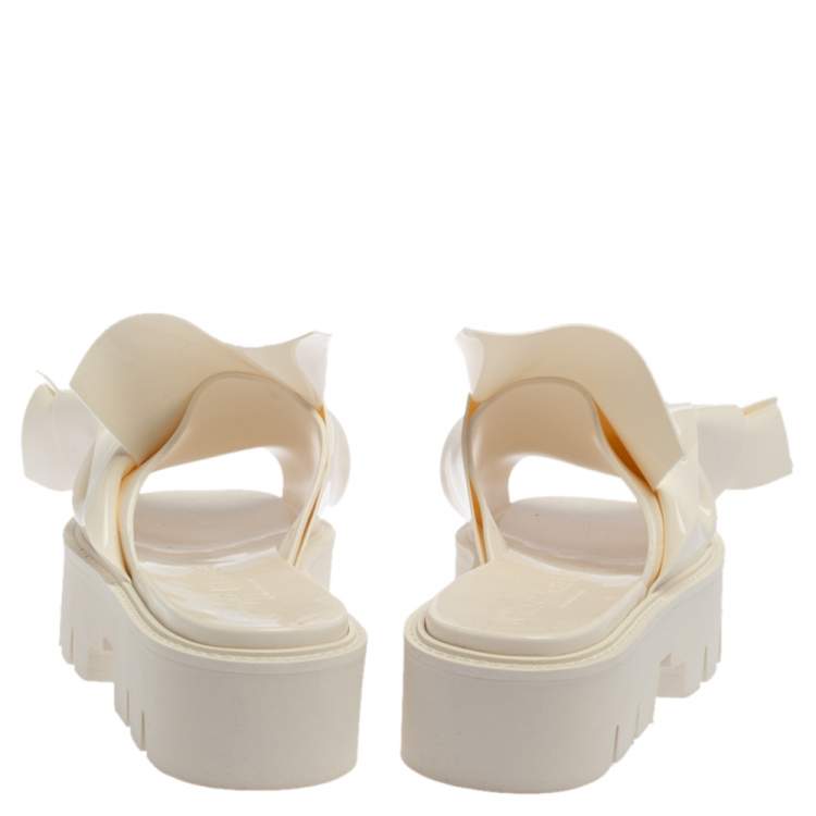 Pre Owned  N21 X Kartell White PVC Knot Platform Slides Size 39
